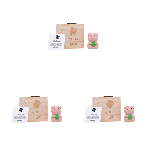 3PK Splosh Luck Pocket Promise Pig Poly Statue w/ Box 6cm