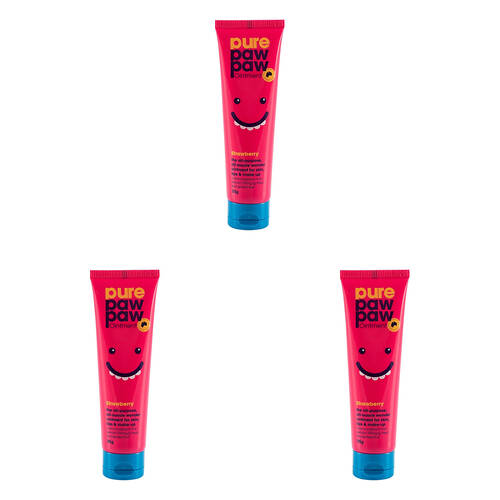 3PK Pure Paw Paw Ointment 25g Skin Ointment Lip Balm - Strawberry