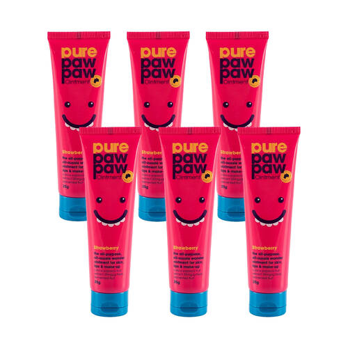 6PK Pure Paw Paw Ointment 25g Skin Ointment Lip Balm - Strawberry
