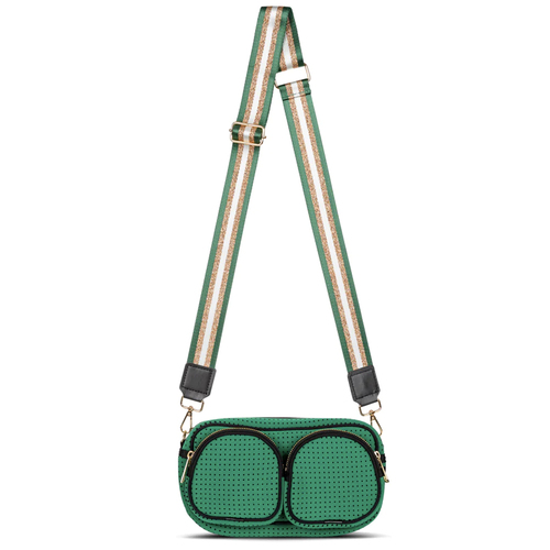 Punch Neoprene Double Pocket Crossbody Handbag Green