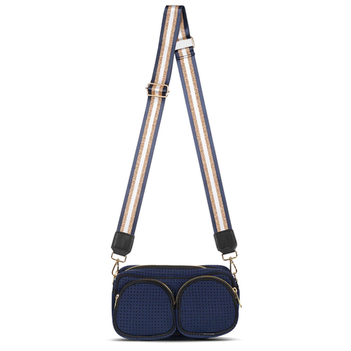 Punch Neoprene Double Pocket Crossbody Handbag Navy