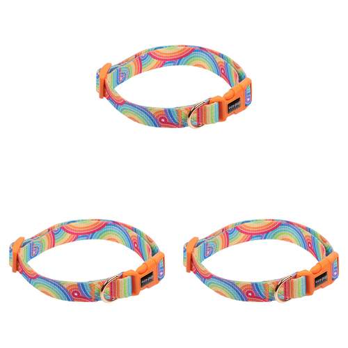 3PK Eco-Pup Dog Collar Medium Rainbow Pattern Pet Dress Up