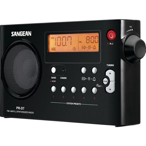 Fm/ Am Digital Tuning Portable Rechargeable Receiver Black