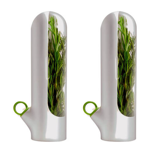 2PK Prepara Fresh Herb Savor Mini Fridge Storage Container 24.38cm White