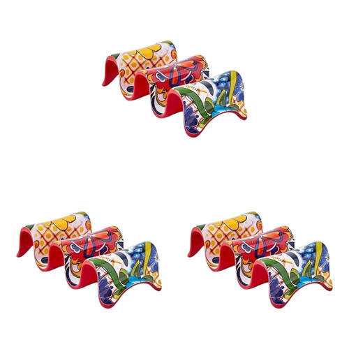 3PK Prepara Melamine Multiple Tortilla Taco Serving Holder Stand 18cm Red