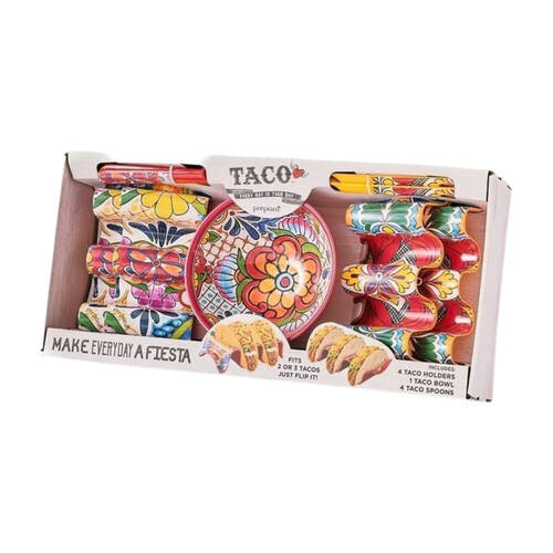 5pc Prepara Melamine Taco Party Serveware Gift Set Dishwasher Safe