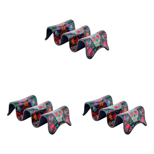 3PK Prepara Melamine Multiple Tortilla Taco Holder Stand Day of the Dead Ed 18cm
