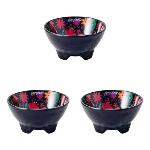 3PK Prepara Melamine Tortilla Taco Party Serving Bowl Day of the Dead Ed 4in Black