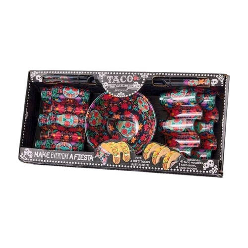 5pc Prepara Melamine Taco Party Serveware Gift Set Day of the Dead Edition