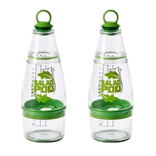 2PK Prepara Salad Pod Dressing Sauce Shaker Mixer Bottle 355ml Green