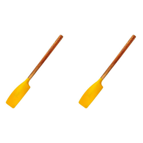 2PK Prepara Silicone/Wood Jar Spatula Kitchen Jam Scoop Spreader 26.5cm Yellow