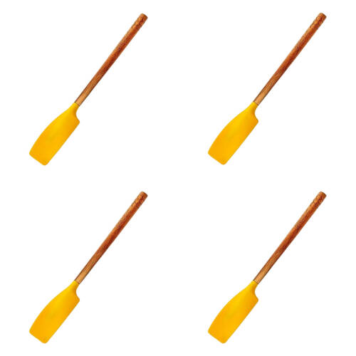 4PK Prepara Silicone/Wood Jar Spatula Kitchen Jam Scoop Spreader 26.5cm Yellow