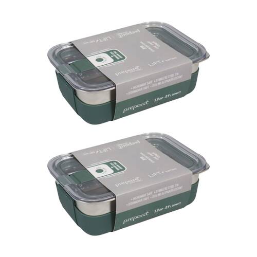 2PK Prepara Lift Stainless Steel Container 0.9 L Kitchenware Triton - Olive