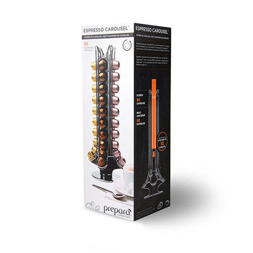 Prepara 50-Coffee Capsule Carousel For Nespresso Pods 38x16.5cm Limousine Black