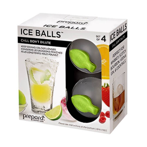 4pc Prepara Jumbo Slow-Melting Whiskey Drink Ice Ball Sphere Mould Assorted