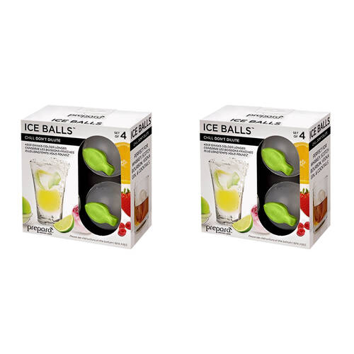 2x 4pc Prepara Jumbo Slow-Melting Whiskey Drink Ice Ball Sphere Mould Assorted