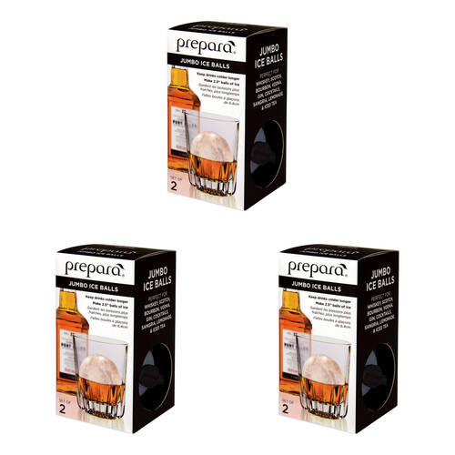3x 2pc Prepara Jumbo Slow-Melting Cocktail Drink Ice Ball Sphere Mould 2.5in