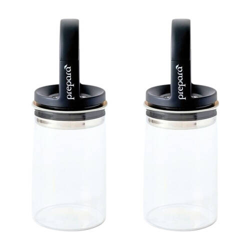 2PK Prepara Evak 709ml Mini Food Storage Container w/ Gloss Handle Medium Black