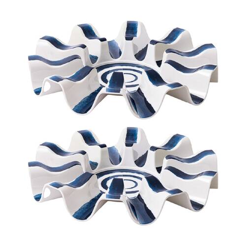 2PK Prepara Taco Carousel Coastal Stripe Kitchenware Melamine - White/Blue