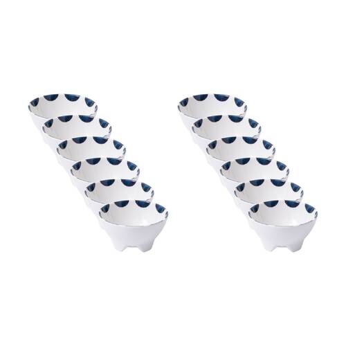 12PK Prepara Taco Prep Bowl Coastal Stripe Kitchenware Melamine - White/Blue