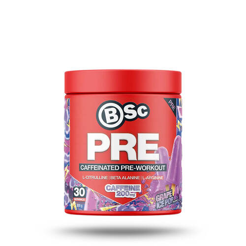 BSc PRE Caffeinated Pre-Workout Powder 30 Serves 300g Grape Ice Pop