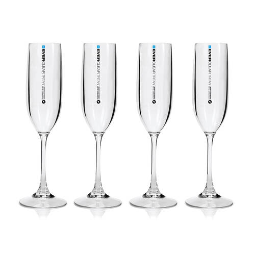 4pc Everclear Tritan Plastic Champagne Flute Drinkware Set 145ml - Clear