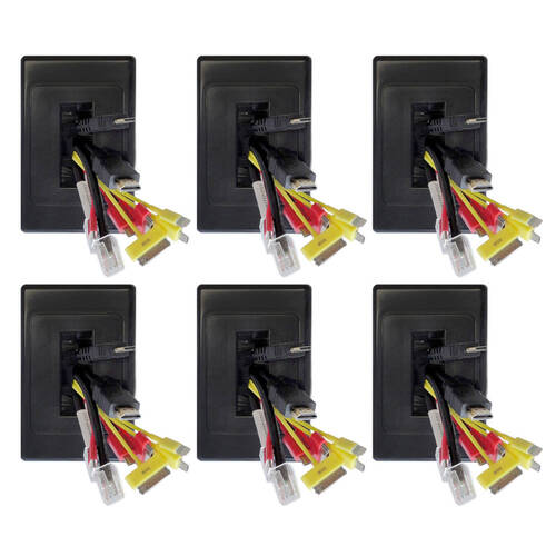 6x Wall Plate Wallplate W/Brush Outlet Cover For Cable Lead - Black