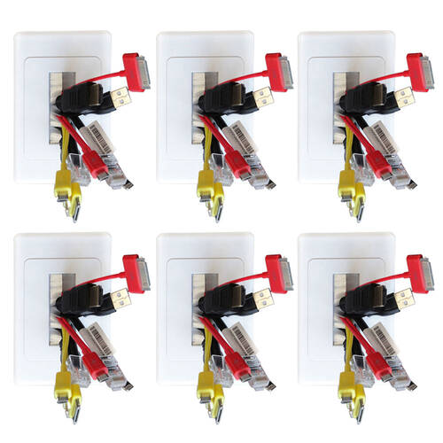 6x Wall Plate Wallplate W/Brush Outlet Cover For Cable Lead - White