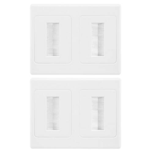 2PK Dual Wall Plate Brush Wallplate Outlet Cover for Cable Lead Organiser