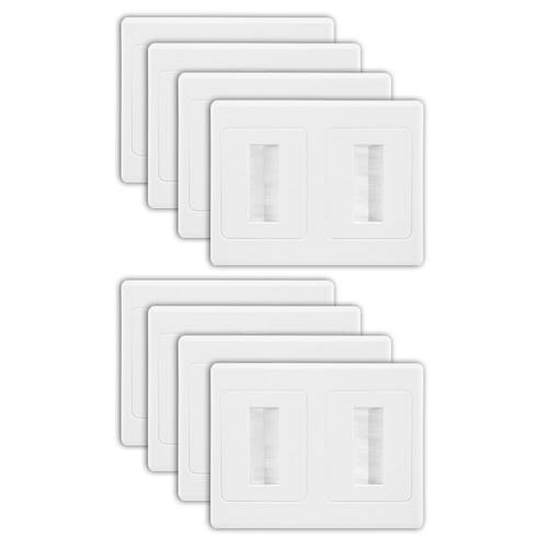 8PK Dual Wall Plate Brush Wallplate Outlet Cover for Cable Lead Organiser