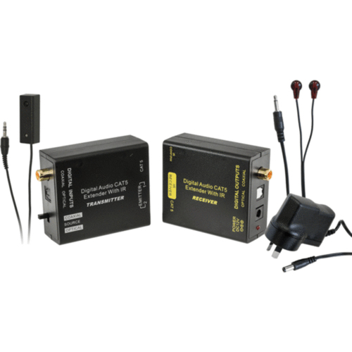 Digital Audio CAT5/CAT6 Extender Receiver/Transmitter IR Infrared/Coaxial/Toslink
