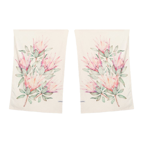 2pc Canningvale Aussie 45x70cm Cotton Tea Towel Botanical Protea