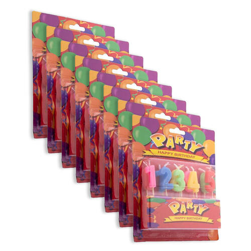 8PK Birthday Candle Set Numeric Colourful 0-9 Number Cake Topper Decoration
