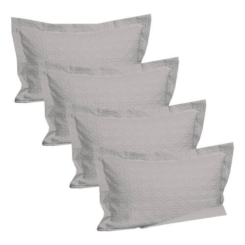 4PK Jason Commercial Villa Matelasse Pillow Sham 48x73cm Silver