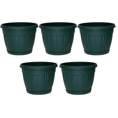 5PK Homeleisure Pot & Saucer 300mm Green Outdoor Garden 