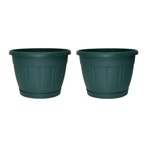 2PK Homeleisure Pot & Saucer 425mm Green Outdoor Garden 