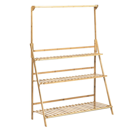Cooper & Co. Anori 3 Tier Bamboo Plant Stand w/ Hanging Bar 143x100x40 cm