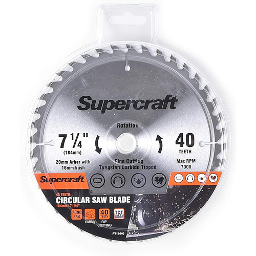 Supercraft Timber Circular Saw Blade Tct 184mm/ 7-1/4'' 40 Teeth