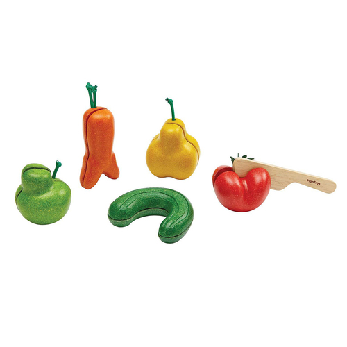 Plan Toys Wonky Fruit & Vegetables Kids/Childrens Toy Playset 18m+