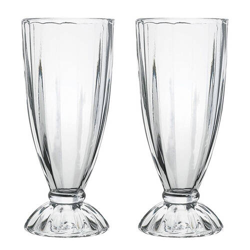 2x 4pc Porto Soda Lime Glass Dessert Milkshake Glasses Set 340ml Clear