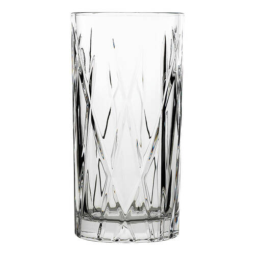 6pc Porto Riley Soda Lime Glass Hi Ball Tumblers Set 350ml Clear