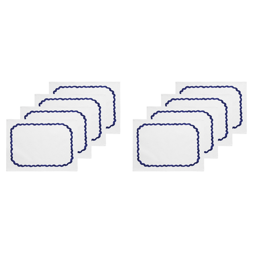 2x 4pc Porto La Mer Cotton Kichen Table Placemats Blue/White 45x33cm