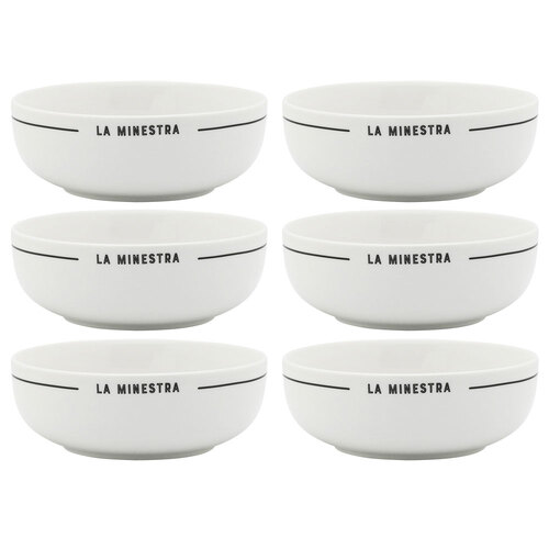 6PK Porto Osteria Porcelain 15cm Round Bowl Food Serving Dish - Nero