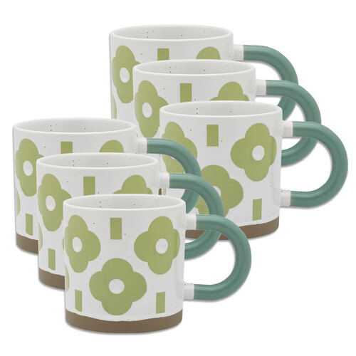 6PK Porto Modelli Stoneware 330ml Coffee Mug w/ Handle - Fiore