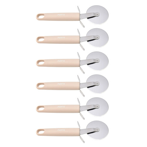6PK Porto Zest Stainless Steel/Plastic 21cm Pizza Cutter Kitchen Utensil