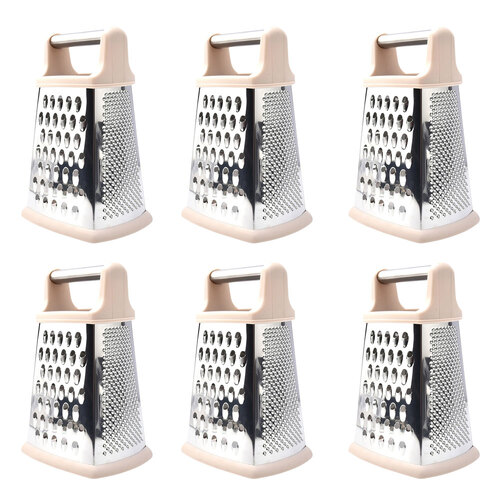 6PK Porto Zest Stainless Steel/Plastic 21cm 4 Sided Grater Kitchen Utensil