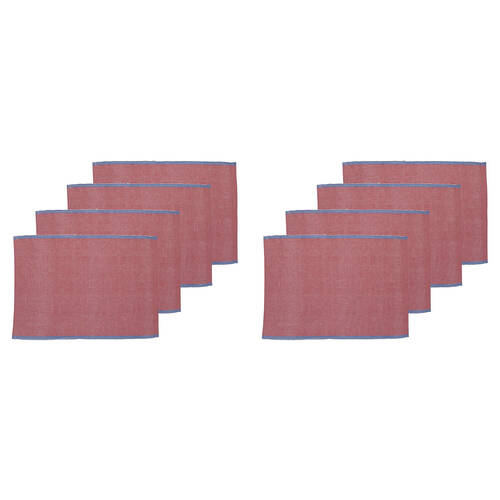 2x 4pc Porto Lola Polycotton Ribbed Placemats Set 33x45cm Fuchsia