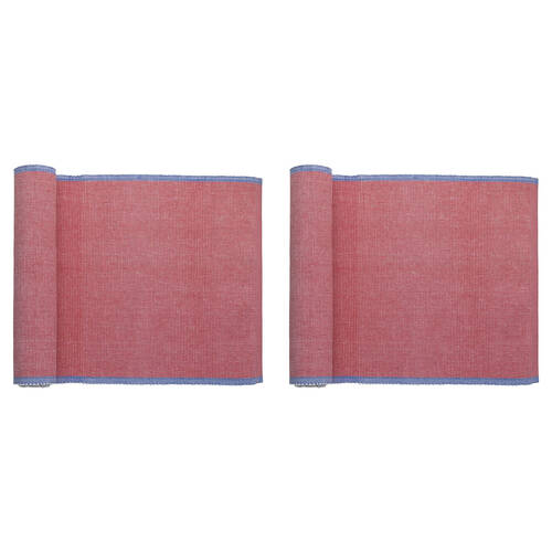 2PK Porto Lola Polycotton Ribbed Table Runner 33x180cm Fuchsia