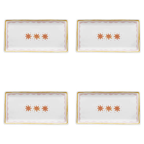 4PK Porto Fiesta Rectangle Serving Platter 15.5x29.cm White