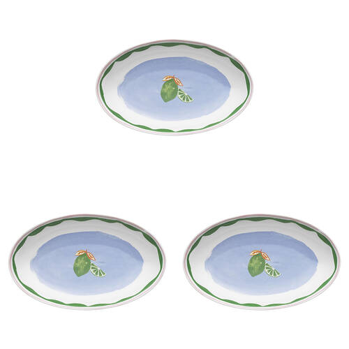3PK Porto Fiesta Oval Serving Platter Kitchen Serveware Lime 32cm